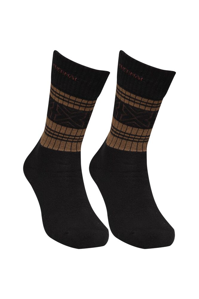 Roff Desenli Kadın Havlu Çorap 25202 | Siyah