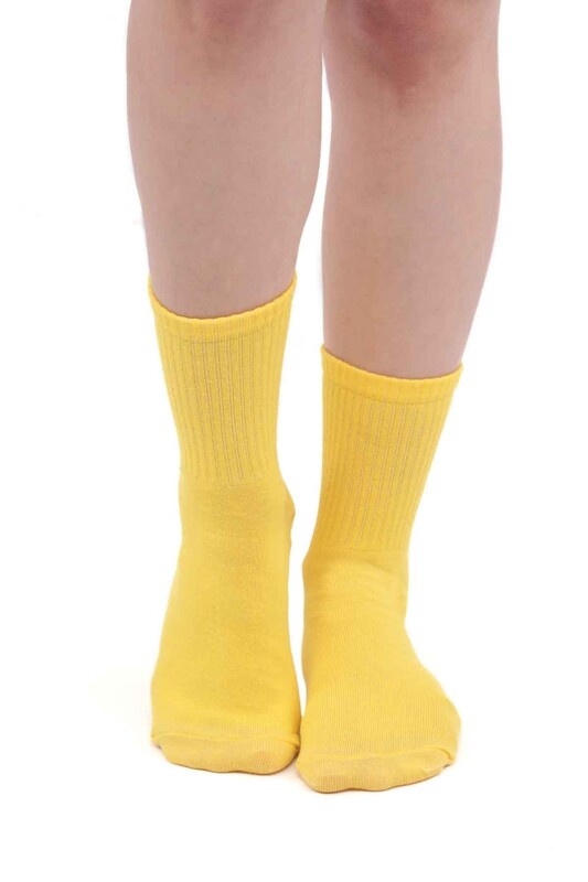 Gülücük Nakışlı Kadın Soket Çorap 10770 | Sarı - Thumbnail