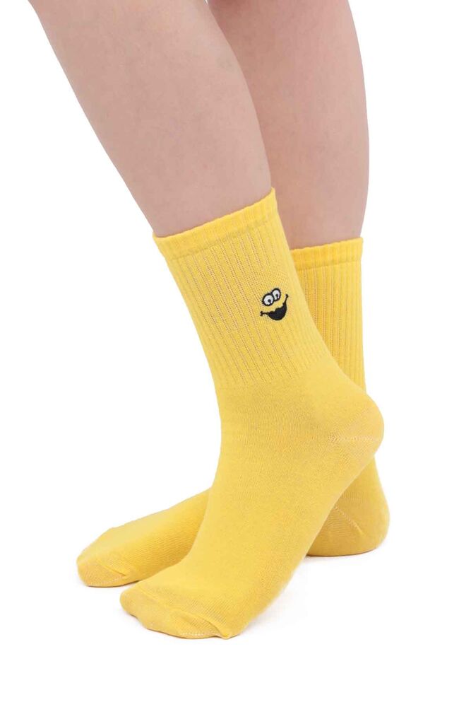 Gülücük Nakışlı Kadın Soket Çorap 10770 | Sarı
