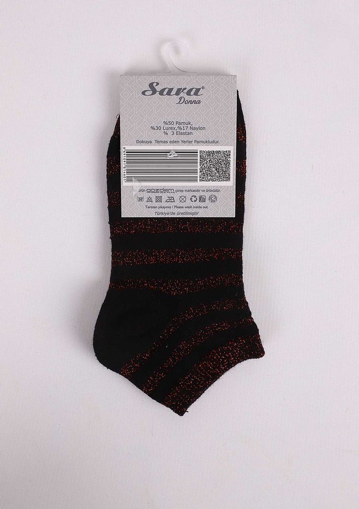 Desenli Simli Soket Çorap 100 | Bordo