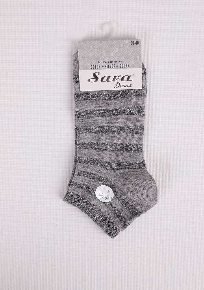 Desenli Simli Soket Çorap 100 | Gri