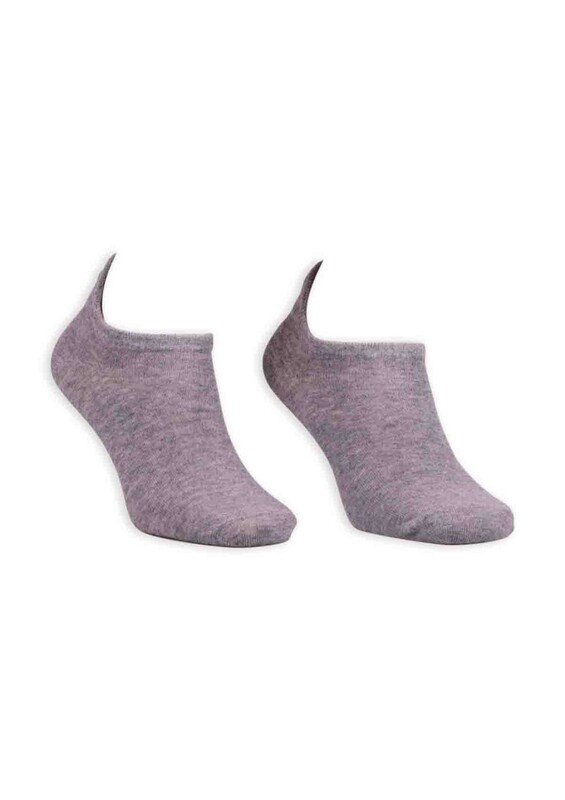 Nakış Desenli Kadın Soket Çorap | Gri - Thumbnail