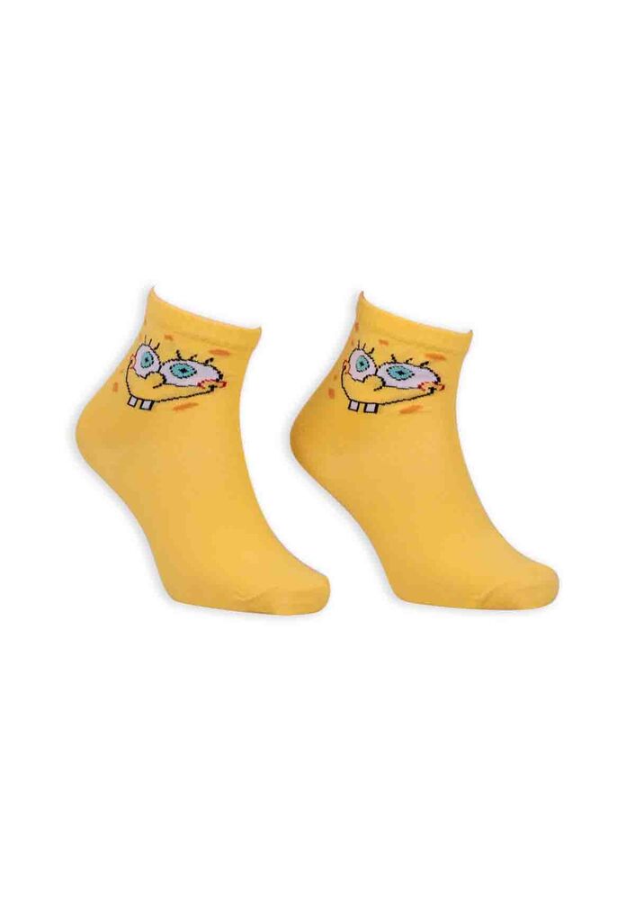 Çizgi Film Karakterli Kadın Soket Çorap 00050 | Sarı