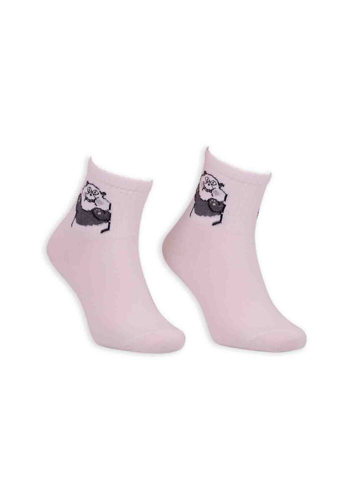 Panda Desenli Kadın Soket Çorap | Beyaz