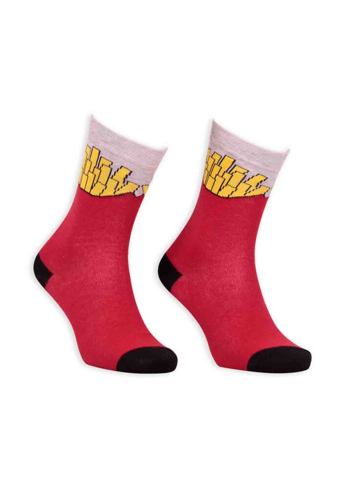 Pola Teenage Patates Desenli Kadın Soket Çorap | Kırmızı