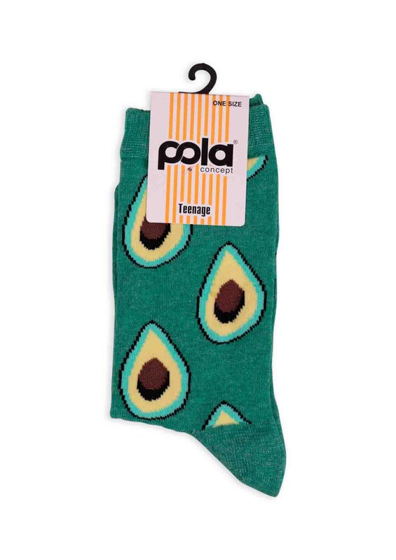 Pola Teenage Ananas Desenli Kadın Soket Çorap | Yeşil - Thumbnail