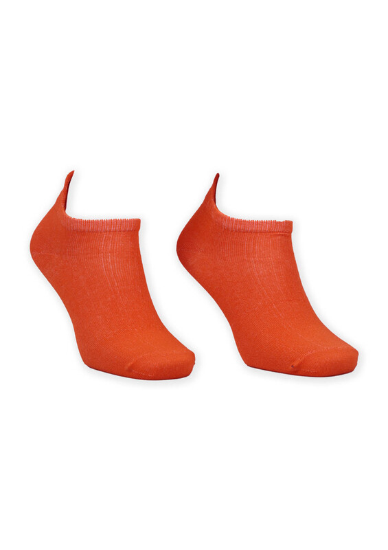 SİMİSSO - Nakış Desenli Kadın Soket Çorap | Turuncu
