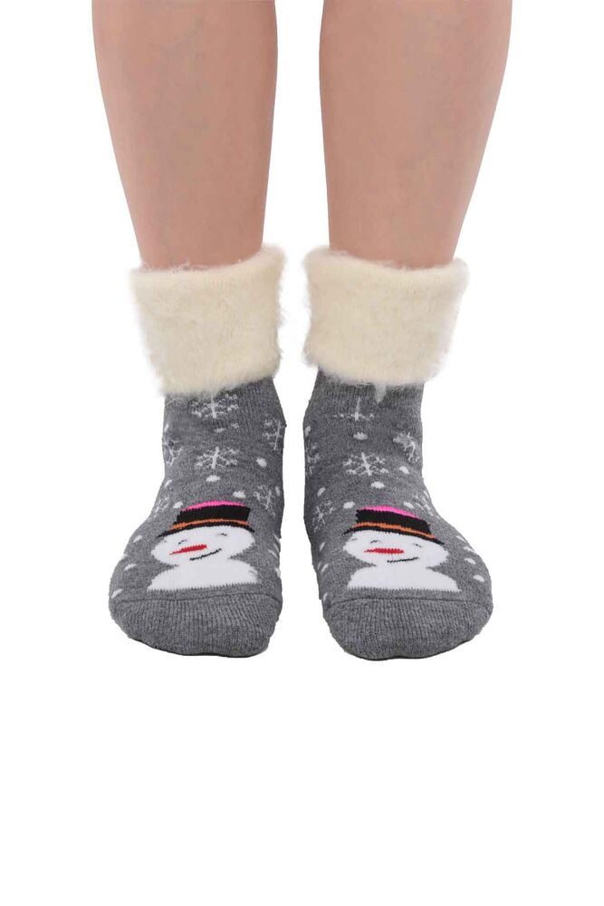 Kardan Adam Desenli Kadın Bot Çorap | Füme