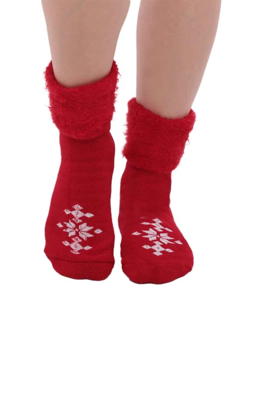 SİMİSSO - Desenli Kadın Bot Çorap | Kırmızı