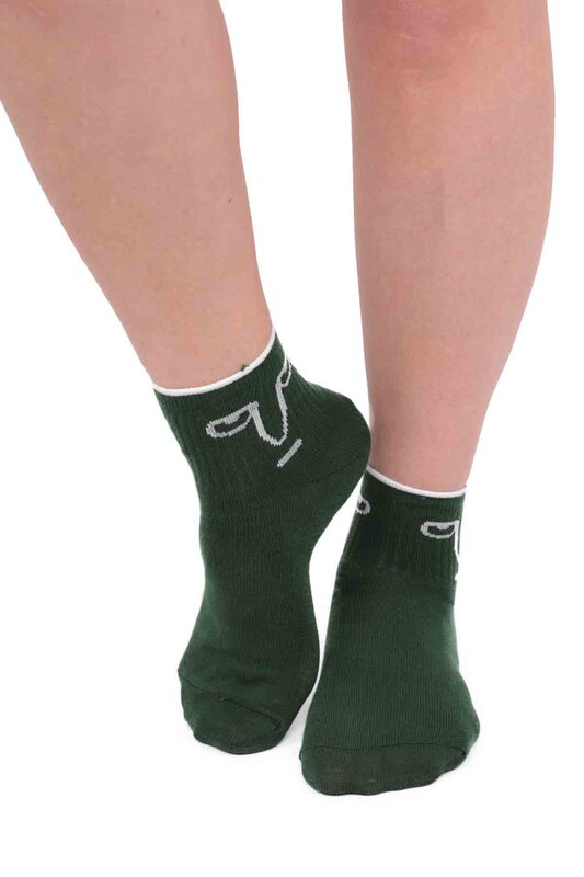 SİMİSSO - Fashion Emoji Desenli Kadın Soket Çorap 11400 | Yeşil