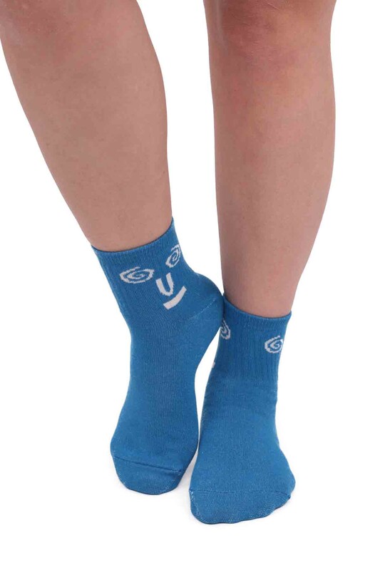SİMİSSO - Fashion Emoji Desenli Kadın Soket Çorap 11400 | Mavi