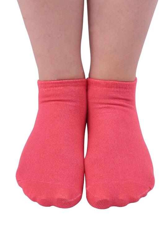 Nakış Desenli Kadın Soket Çorap | Koyu Pembe - Thumbnail