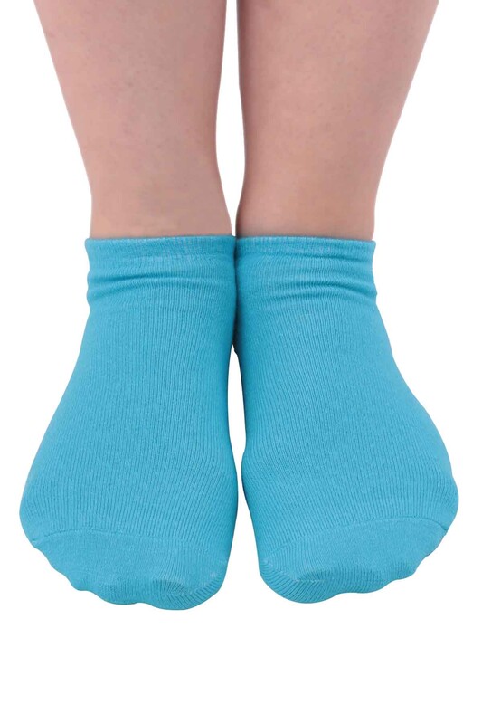 Nakış Desenli Kadın Soket Çorap | Mavi - Thumbnail