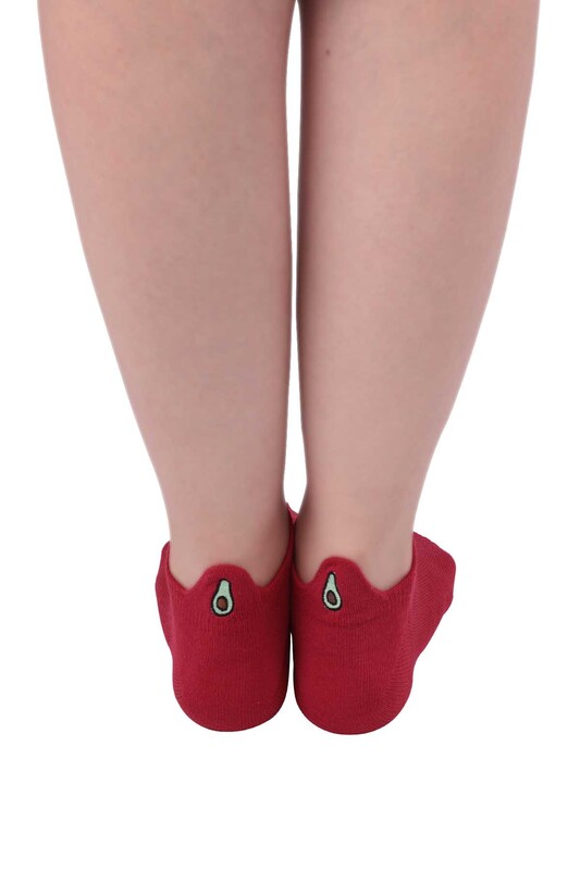 Meyve Desenli Kadın Soket Çorap | Bordo - Thumbnail