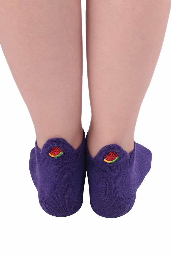 Meyve Desenli Kadın Soket Çorap | Mor
