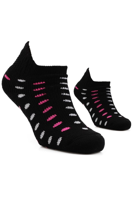 SİMİSSO - Desenli Kadın Örgü Çorap | Siyah Pembe