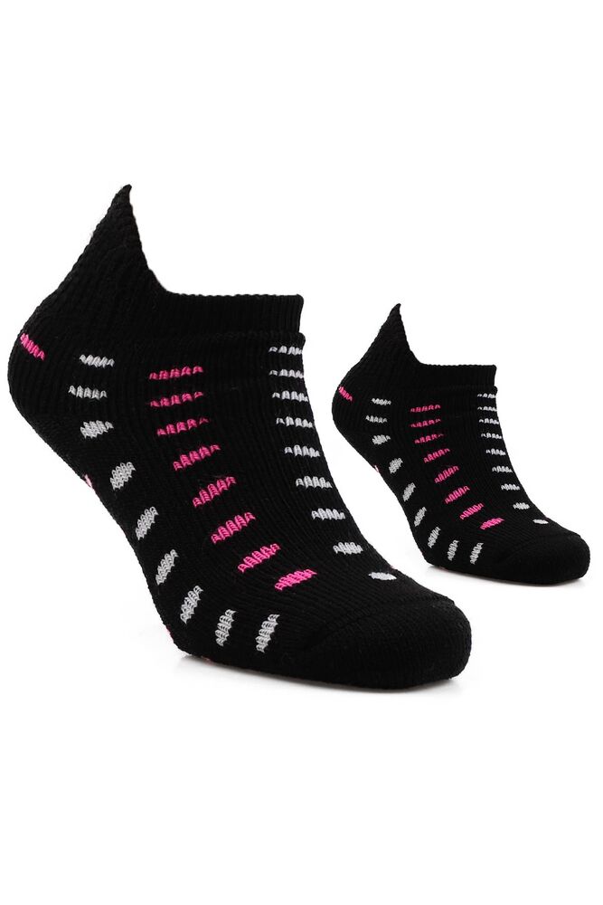 Desenli Kadın Örgü Çorap | Siyah Pembe
