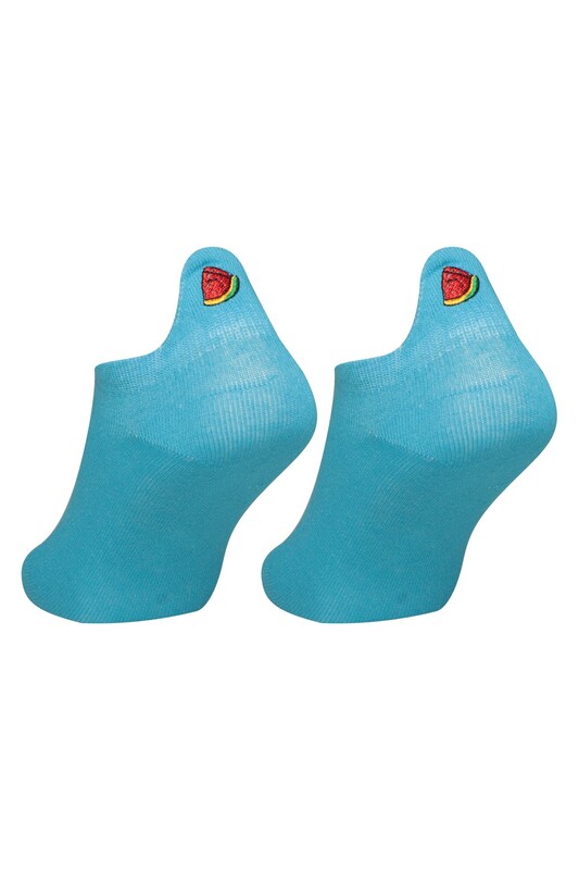 Meyve Desenli Kadın Soket Çorap | Mavi - Thumbnail