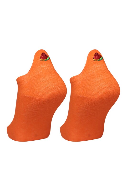 Meyve Desenli Kadın Soket Çorap | Turuncu - Thumbnail