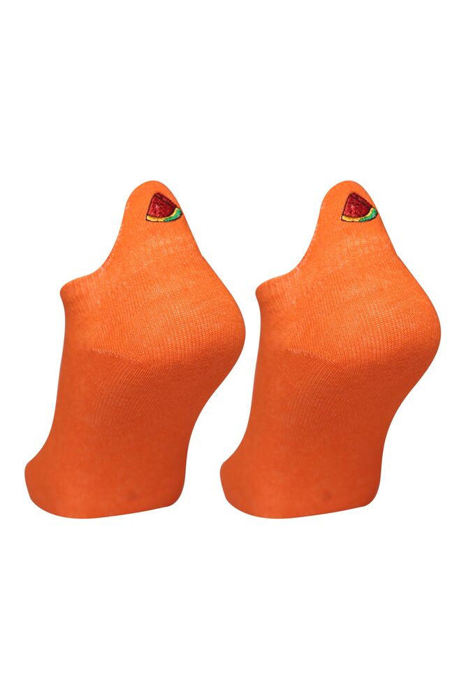 Meyve Desenli Kadın Soket Çorap | Turuncu