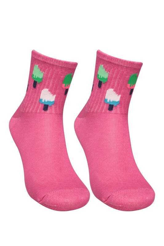 TWENTY - Dondurma Baskılı Kadın Soket Çorap 224 | Fuşya
