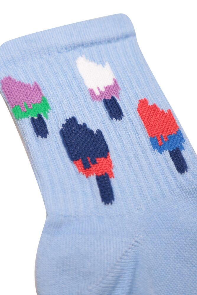 Dondurma Baskılı Kadın Soket Çorap 224 | Mavi
