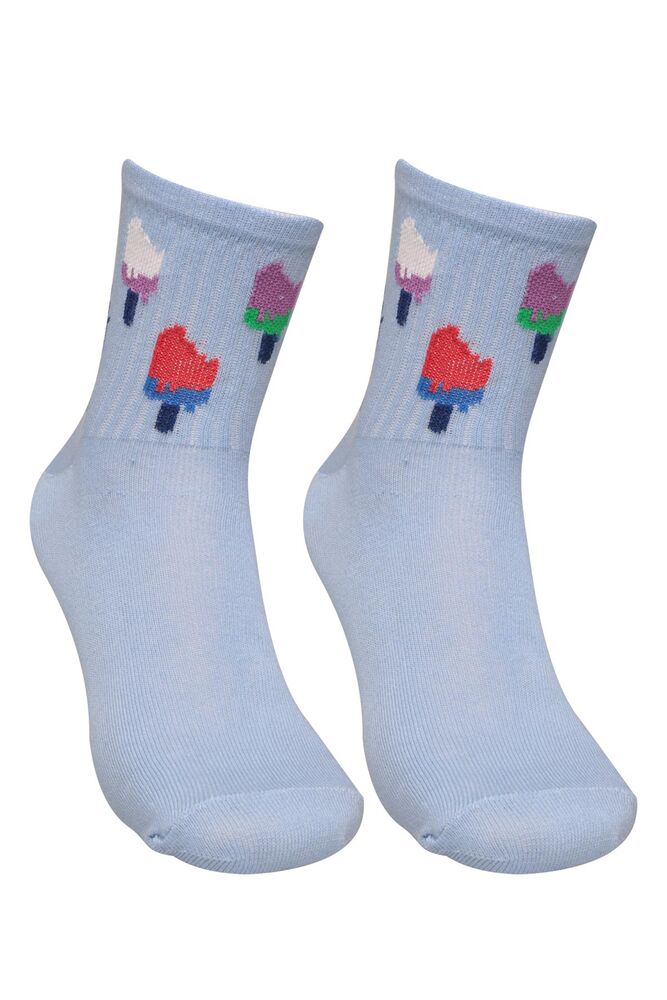 Dondurma Baskılı Kadın Soket Çorap 224 | Mavi