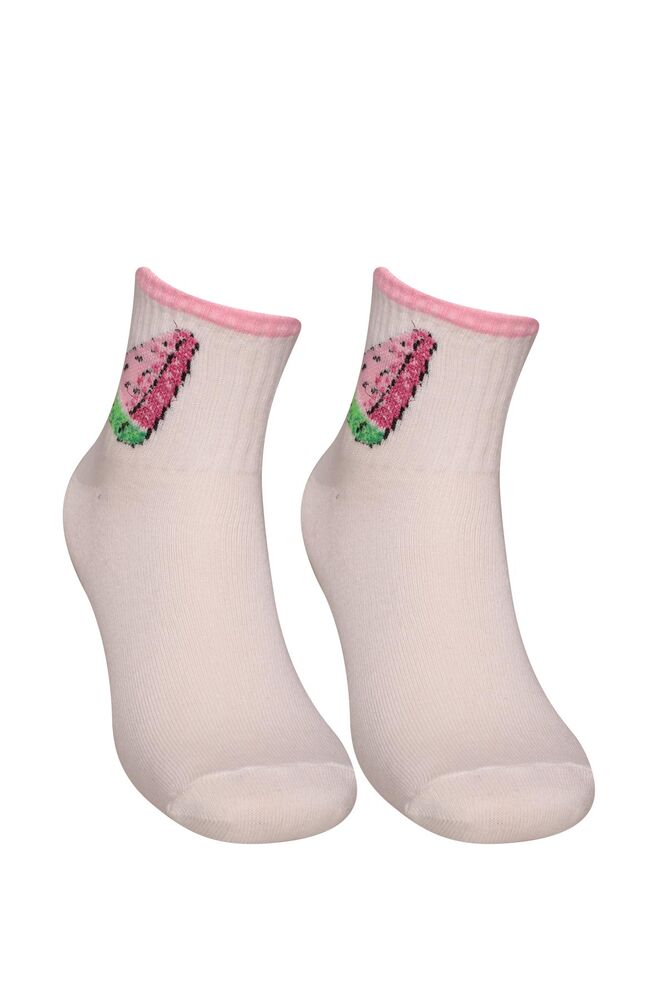 Meyve Baskılı Kadın Soket Çorap 224-3 | Pembe