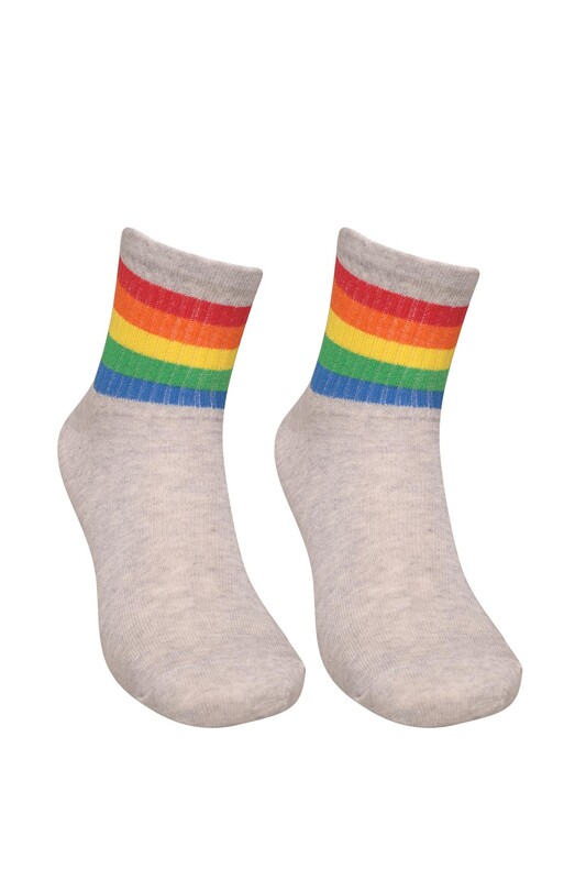 TWENTY - Gökkuşağı Renkli Kadın Soket Çorap 224-4 | Gri