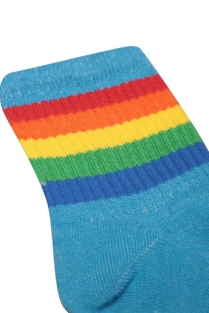 Gökkuşağı Renkli Kadın Soket Çorap 224-4 | Mavi