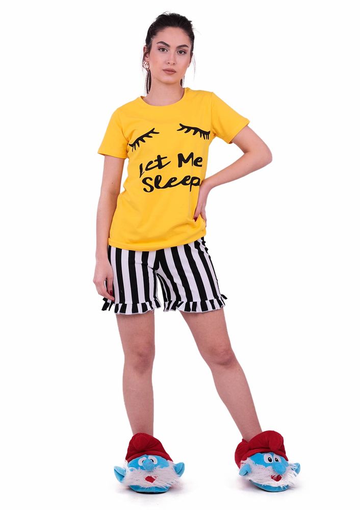 Jiber Kadın Şortlu Pijama Takımı 3601 | Sarı