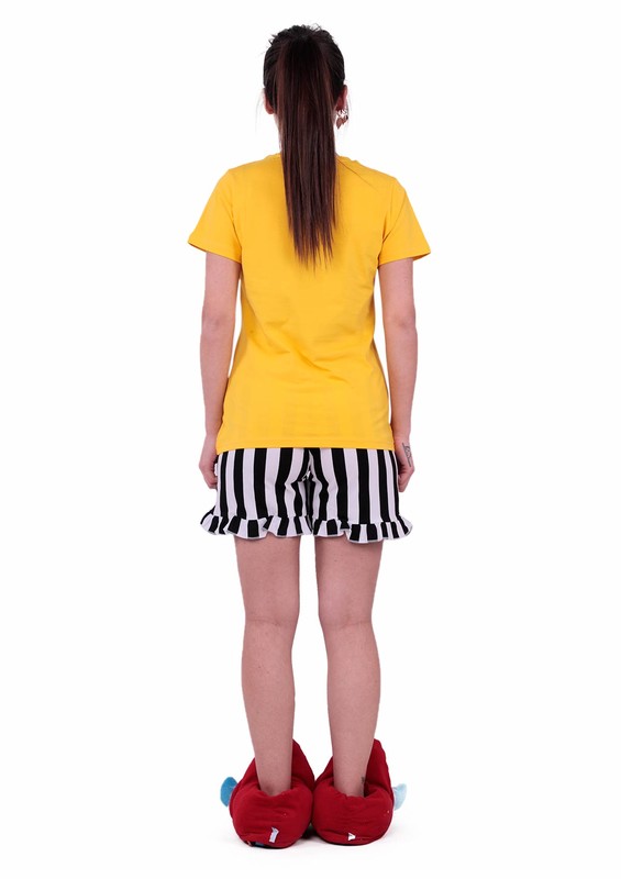 Jiber Kadın Şortlu Pijama Takımı 3601 | Sarı - Thumbnail