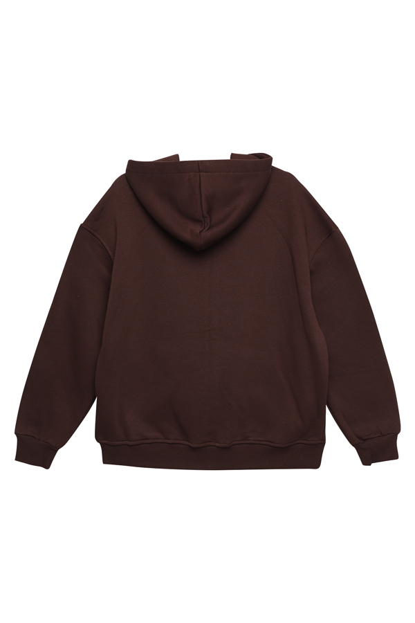 Kapşonlu Fermuarlı Sweatshirt 90209 | Kahverengi
