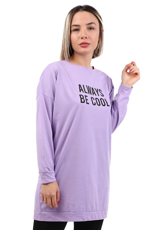 Always Baskılı Uzun Kollu Kadın T-shirt | Mor - Thumbnail