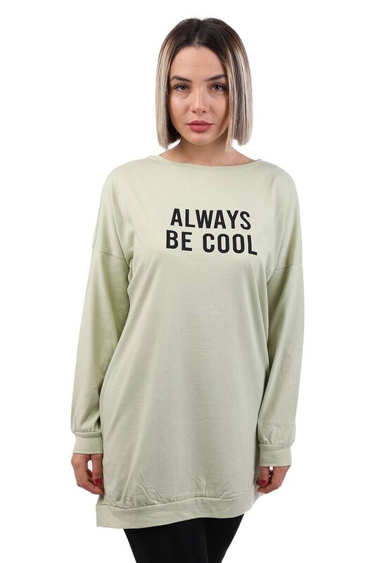 Always Baskılı Uzun Kollu Kadın T-shirt | Yeşil - Thumbnail