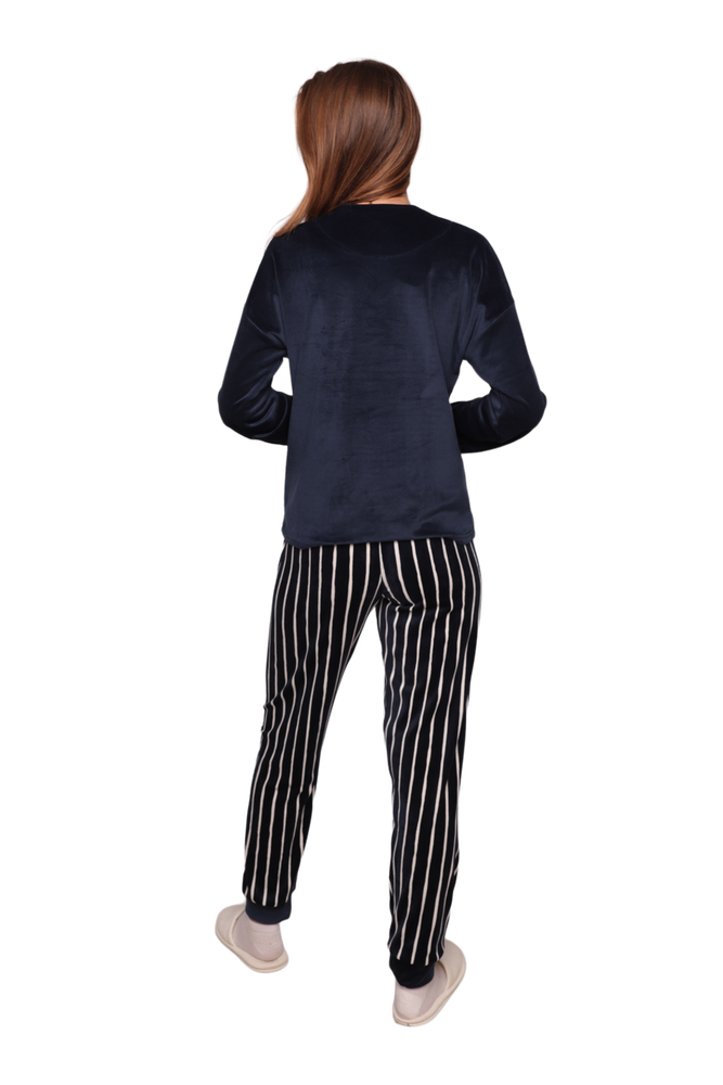 Kadın Kadife Pijama Takımı 13301-13 | Lacivert