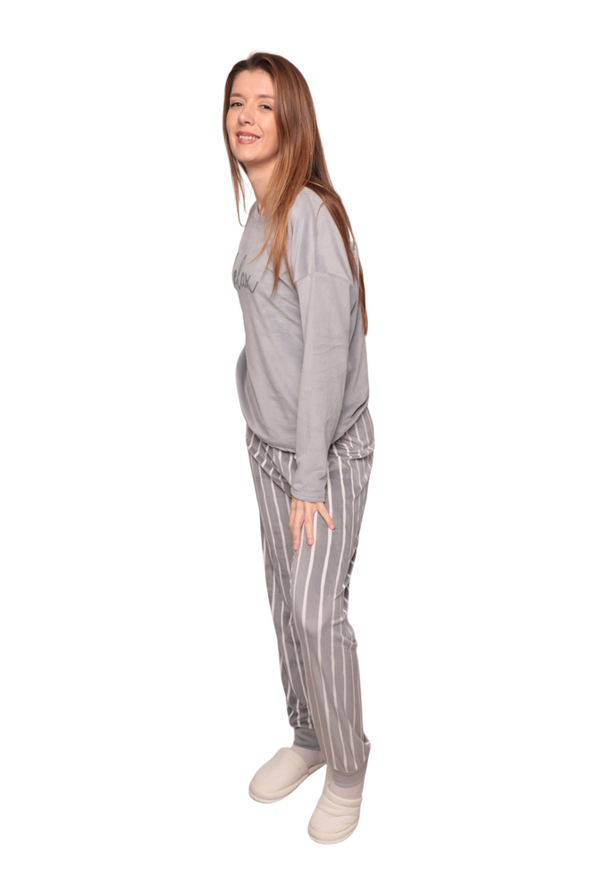 Kadın Kadife Pijama Takımı 13301-8 | Gri