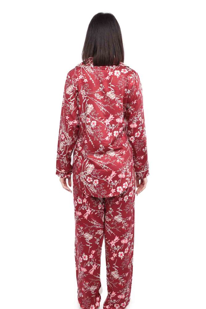 Aydoğan Poplin Uzun Kollu Gömlek Kadın Pijama Takımı 14045 | Kırmızı
