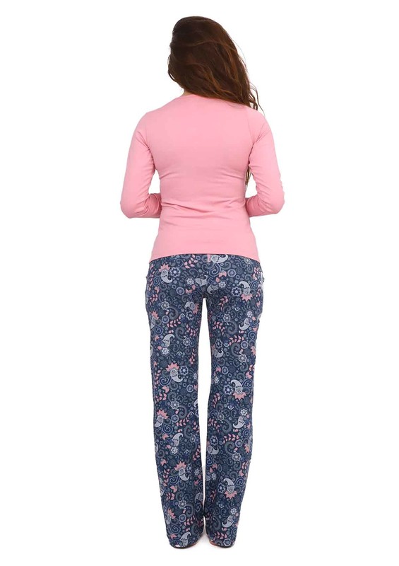 Berland Boru Paçalı Desenli Pijama Takımı 3022 | Pudra - Thumbnail