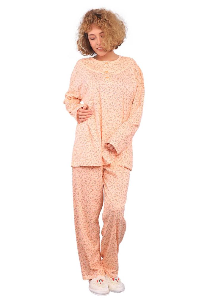 İtan Çiçek Desenli Düğmeli Pijama Takımı 336 | Yavru Ağzı