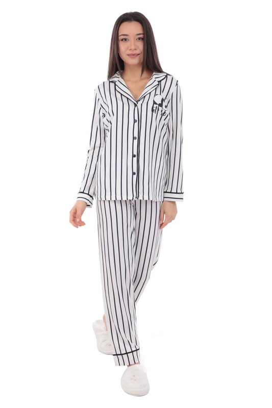 KOZA - Panda Desenli Kadın Pijama Takımı 70546 | Beyaz