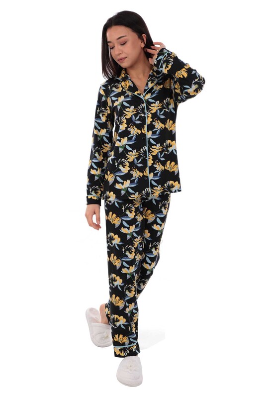 KOZA - Koza Desenli Kadın Pijama Takımı 70548 | Lacivert