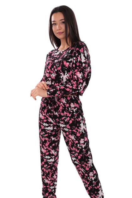 KOZA - Koza Desenli Kadın Pijama Takımı 70554 | Siyah