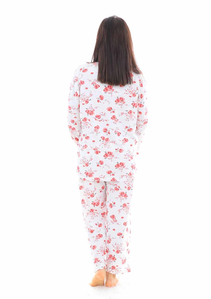 Lindros Boru Paçalı Gül Desenli Pijama Takımı 8078 | Fuşya