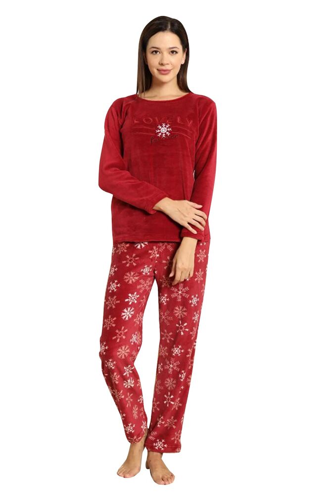 Uzun Kol Polar Kadın Pijama Takımı 2260-C | Kırmızı