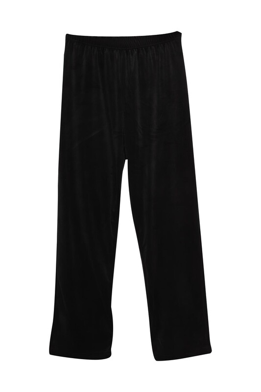 Uzun Kol Kadife Kadın Pijama Takımı 2240-K | Siyah - Thumbnail