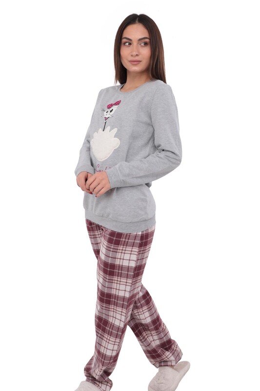 Pierre Cardin Boru Paçalı Desenli Pijama Takımı PC7220 | Gri - Thumbnail