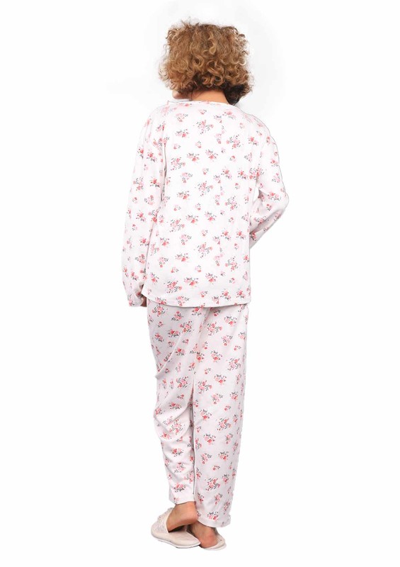 Podyum Yakası Kurdeleli Desenli Pijama Takımı 255 | Kırmızı - Thumbnail