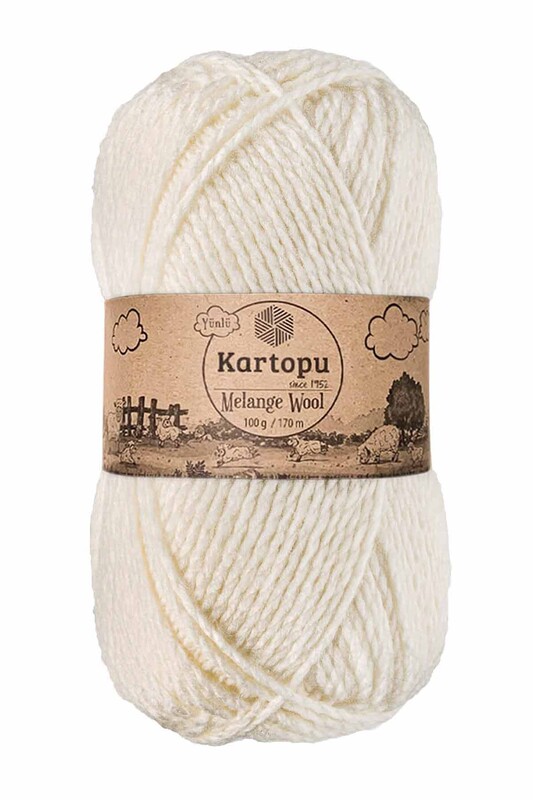 KARTOPU - Kartopu Melange Wool El Örgü İpi Açık Krem K013