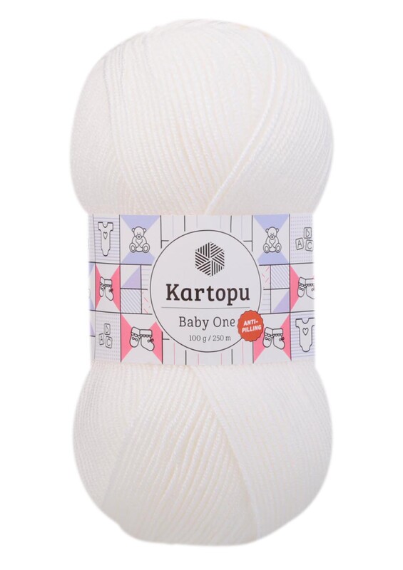 KARTOPU - Kartopu Baby One El Örgü İpi 100 gr | Kar Beyaz K010